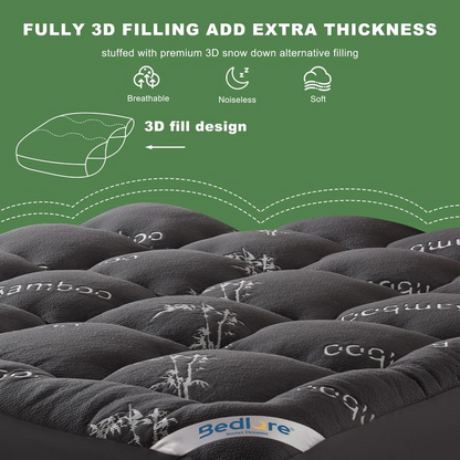 Bamboo Cooling Mattress Topper with Deep Pocket Fit