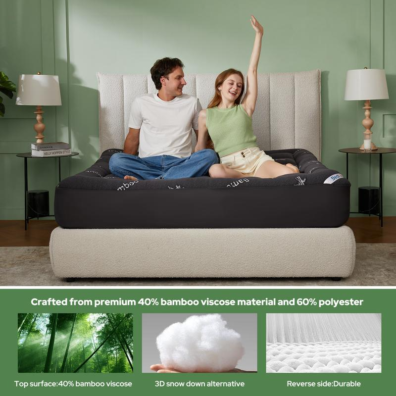 Bamboo Cooling Mattress Topper with Deep Pocket Fit