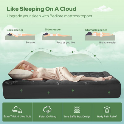 Bamboo Cooling Mattress Topper with Deep Pocket Fit