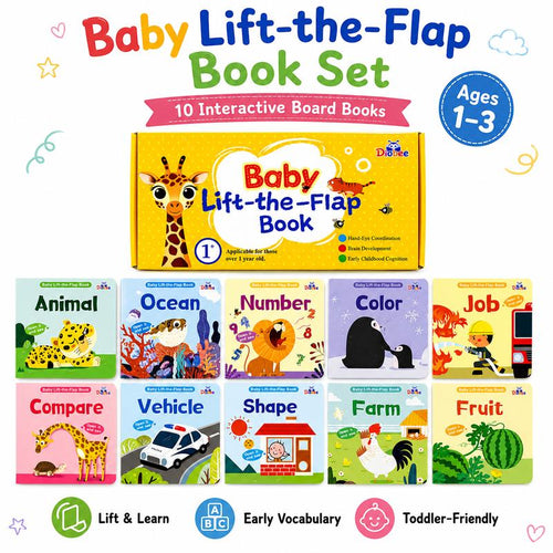 Interactive Lift The Flap Board Book Set for Early Learning
