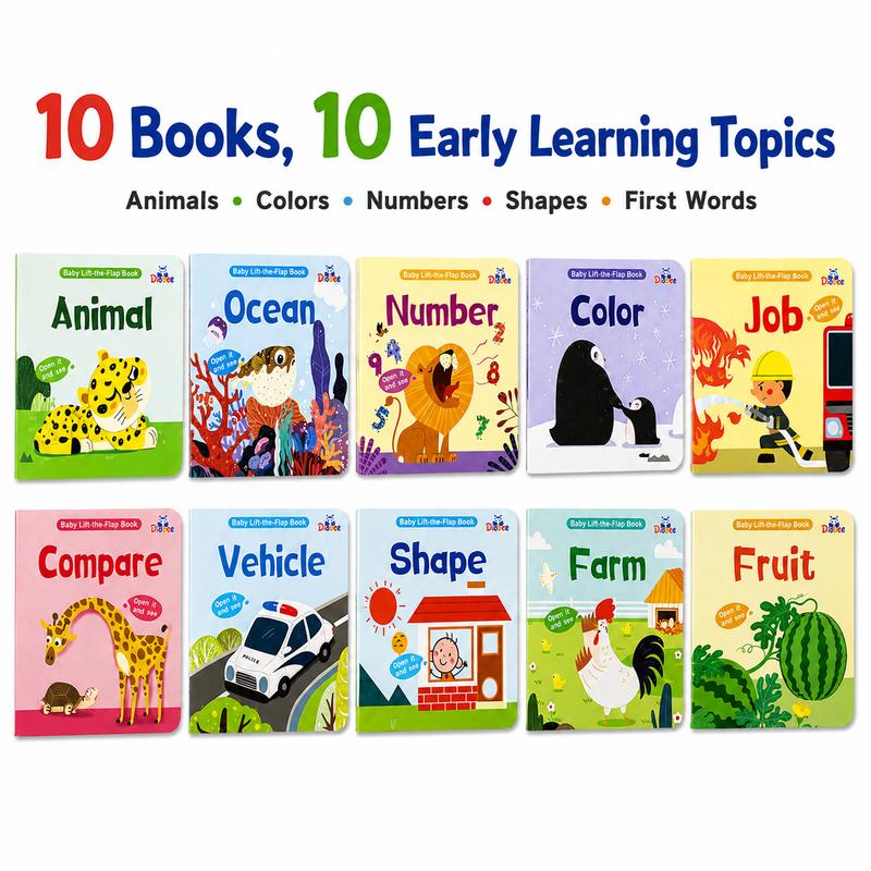 Interactive Lift The Flap Board Book Set for Early Learning